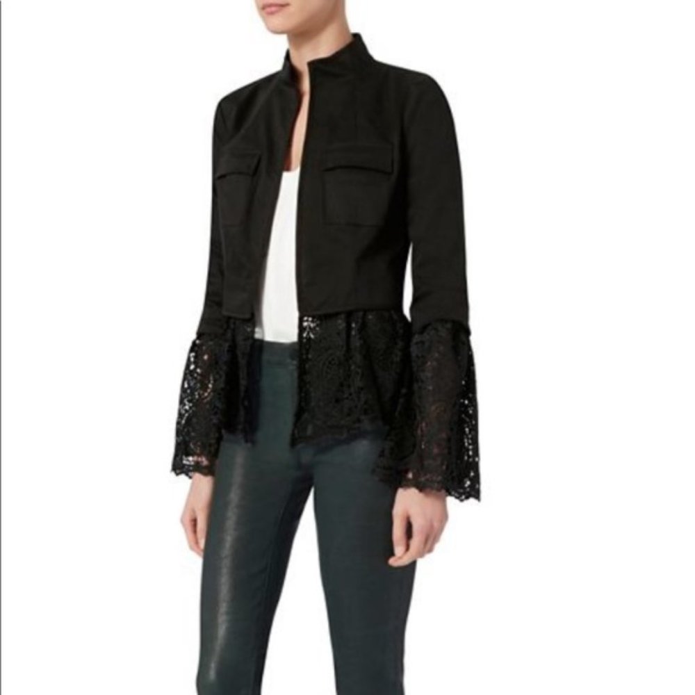 Intermix Black Jacket Tae Crochet Lace Detail S